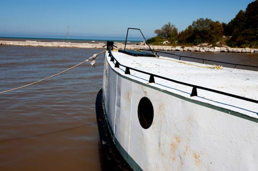 Old Fishing Boat tied up on Lake Huron