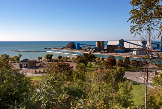 Goderich Ontario industry overlooking Lake Huron Port