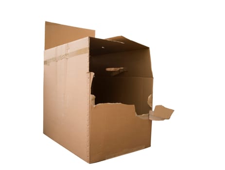 torn cardboard cardboard insulated on white.