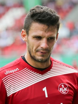 Football goalkeeper Andre Weis (1.FC Kaiserslautern) at the DFB-Pokal 2016/17 - 1st round - Hallescher FC against 1.FC Kaiserslautern