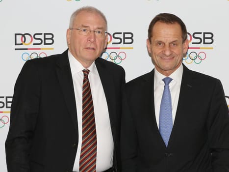Chairman of the Board of the German Olympic Sports Confederation (DOSB) Dr. Michael Vesper and President of the German Olympic Sports Confederation (DOSB) Alfons Hörmann at the 13th General Assembly of the DOSB on 03.12.2016 in Magdeburg