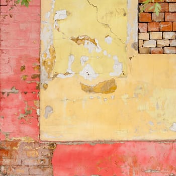 Old painted brick wall background weathered