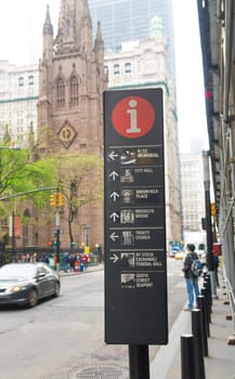 sign with touristic information in lower manhattan, new york