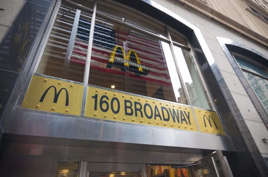 NEW YORK - MAY 2, 2016: Entrance of the Broadway Mc Donalds settlement in Manhattan