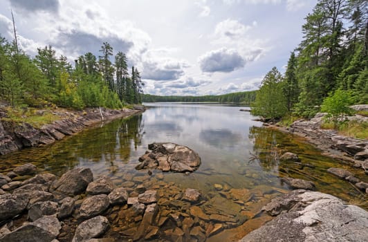Calm Bay on a Anubis Lake in Quetico Provincial Park in Ontario