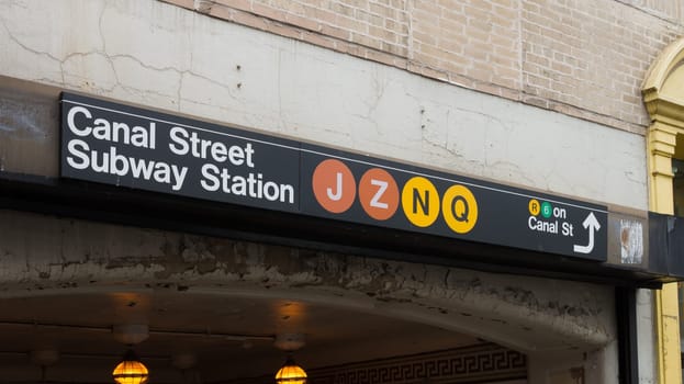 entrance of canal street subway station in chinatown, New York