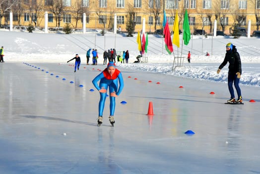 Skating. Training for riding on skates on the ice.