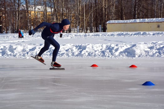 Skating. Training for riding on skates on the ice.