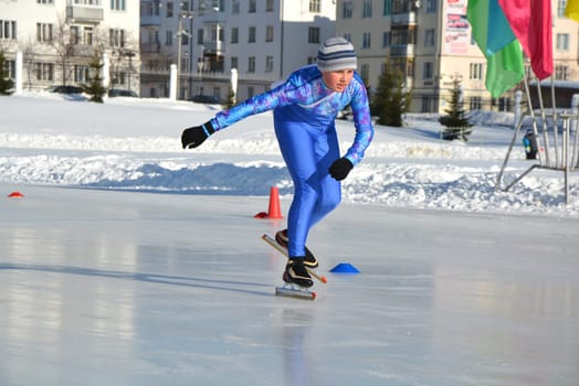 Skating. Training for riding on skates on the ice.
