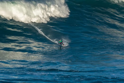 NAZARE, PORTUGAL - DECEMBER 20, 2016: Andrew Cotton (GBR) during the Nazare Challenge 2016 - Big Wave Tour #3 at Praia do Norte - Nazare, Portugal.