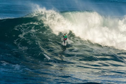 NAZARE, PORTUGAL - DECEMBER 20, 2016: Andrew Cotton (GBR) during the Nazare Challenge 2016 - Big Wave Tour #3 at Praia do Norte - Nazare, Portugal.