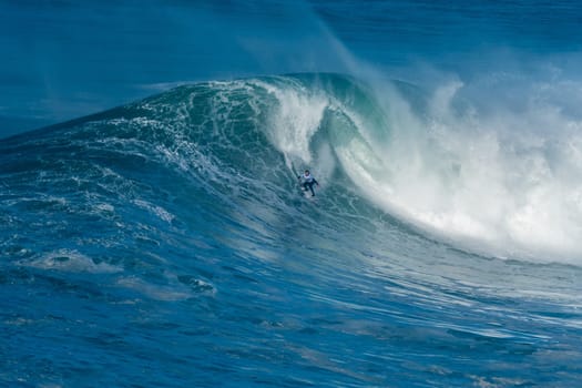 NAZARE, PORTUGAL - DECEMBER 20, 2016: Trevor Carlson (HAW) during the Nazare Challenge 2016 - Big Wave Tour #3 at Praia do Norte - Nazare, Portugal.