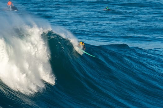 NAZARE, PORTUGAL - DECEMBER 20, 2016: Alex Botelho (PRT) during the Nazare Challenge 2016 - Big Wave Tour #3 at Praia do Norte - Nazare, Portugal.
