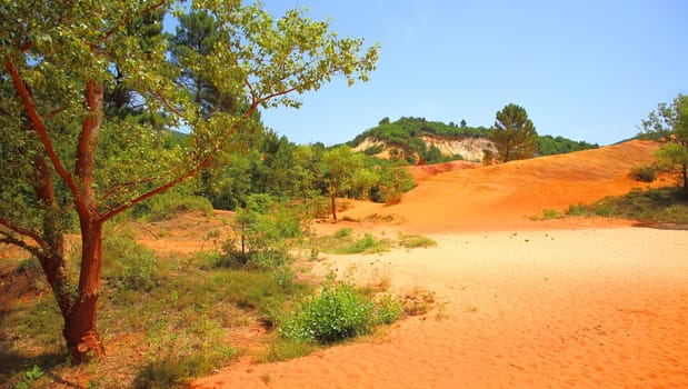 Ochre cliffs in Rustrel in Rustrel, Colorado Provencal, Provence, France