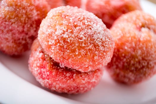Close up colorful cookies dessert with vintage pastel tone
