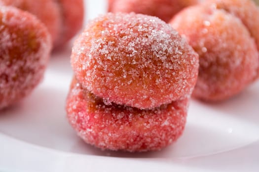 Close up colorful cookies dessert with vintage pastel tone