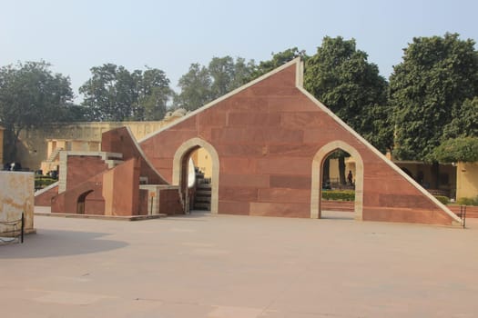 One of the five open-air observatories, Jantar Mantar, built by king Sawai Jai Singh II at Jaipur, Rajasthan, India, Asia
