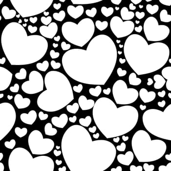 Vector seamless pattern with nice hearts on background.