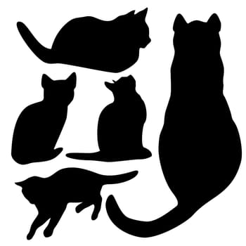 Vector cats silhouette set isolated from background.