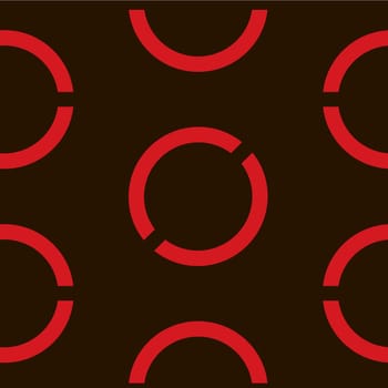 Seamless geometric background with round elements. Vector background. Red and black