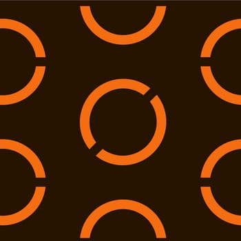 Seamless geometric background with round elements. Vector background. Orange on the dark background.