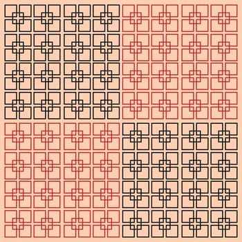 Vector square black and red lines isolated on a pink background.