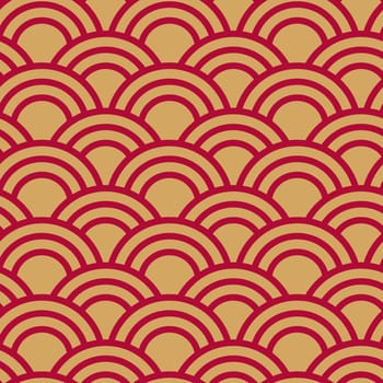 Traditional japanese seamless wave pattern in red and gold. Good for textile, cover or package.