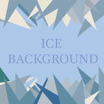 Ice background with different triangles in blue color