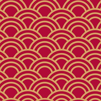 Traditional japanese seamless wave pattern in red and gold. Good for textile, cover or package.