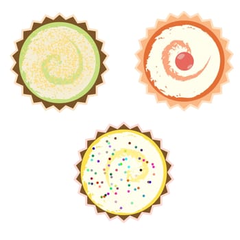 Cakes set over white background. vector illustration