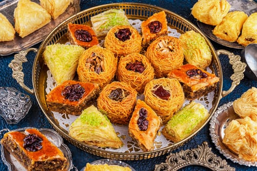 Set oriental sweets on a round tray