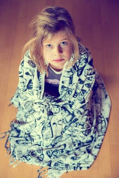 little girl is in bad mood- from above
