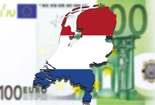 holland map on euro money background