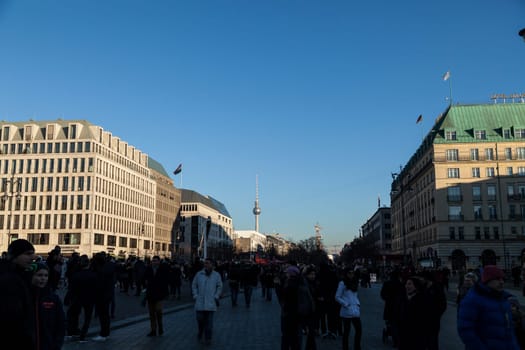 View from Pariser Platz in the direction of Unter den Linden on 30.12.2016 in Berlin