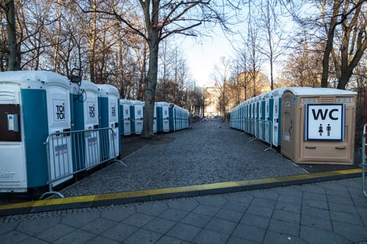 WC houses at the New Year's Eve party at the Brandenburg Gate on 30.12.2016 in Berlin