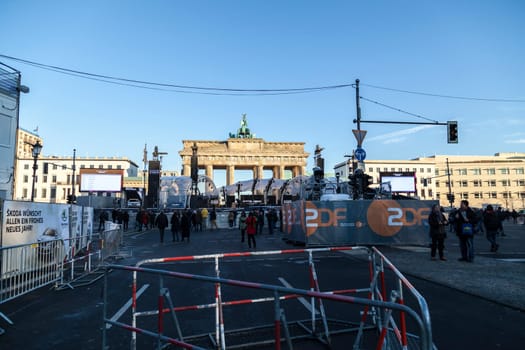 Stage at the Brandenburger am before the New Year's Eve party on 30.12.2016