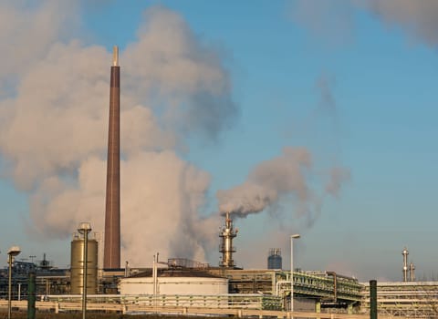 Production facilities of an industrial area in the west of Frankfurt am Main, Germany