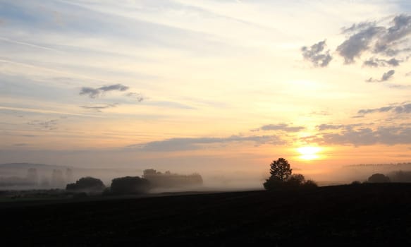 Image of the dawn over rural countryside