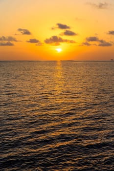 Sunset on sea in Maldives..
