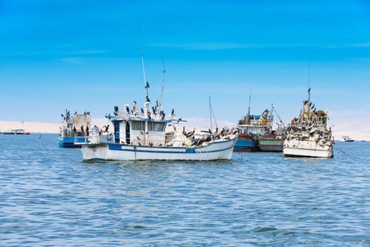 PARACAS, PERU, Fishing boat in Islas Ballestas region