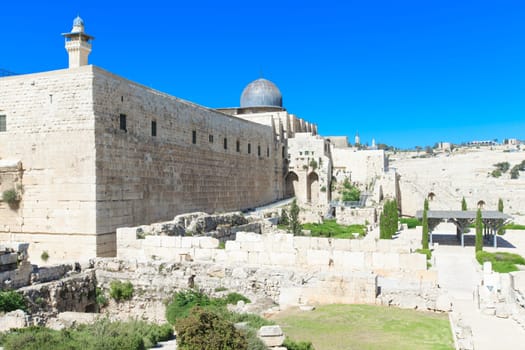 Ancient ruins in the center of Jerusalem, Israel