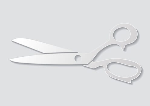 White vector retro scissors icon with shadow