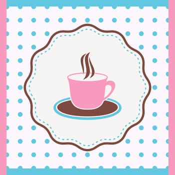 Vintage card with cup of coffee or tea