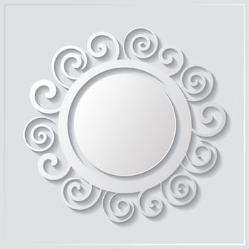 White vintage ornament with shadow and text place