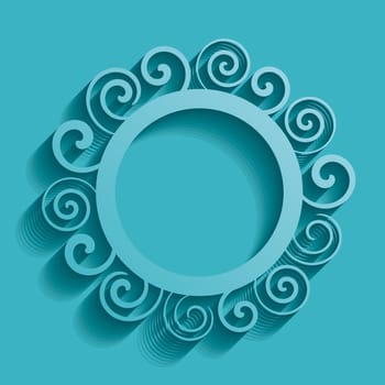 Turquoise vector vintage background with rounded spiral ornament