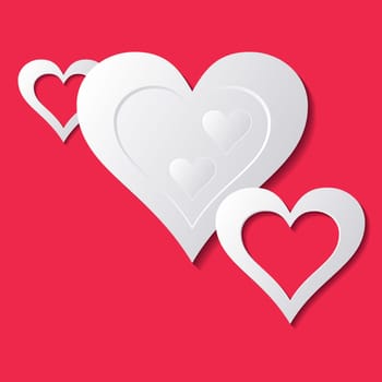 Vector happy valentine's day card with white hearts
