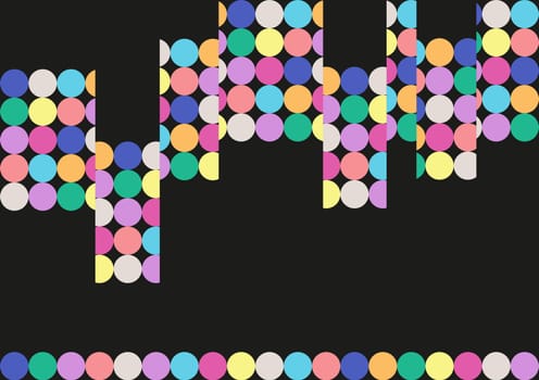 Black abstract vector background with rainbow colored circles