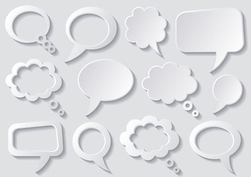 Set of vector white speech bubbles with shadows