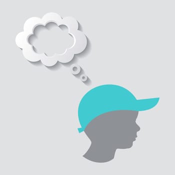 Silhouette of boy head with white thought bubble