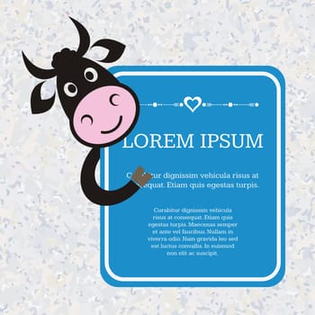 Cute black cow icon with blue text place